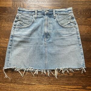 Agolde Distressed High Rise Mini Jean Skirt - Size 27